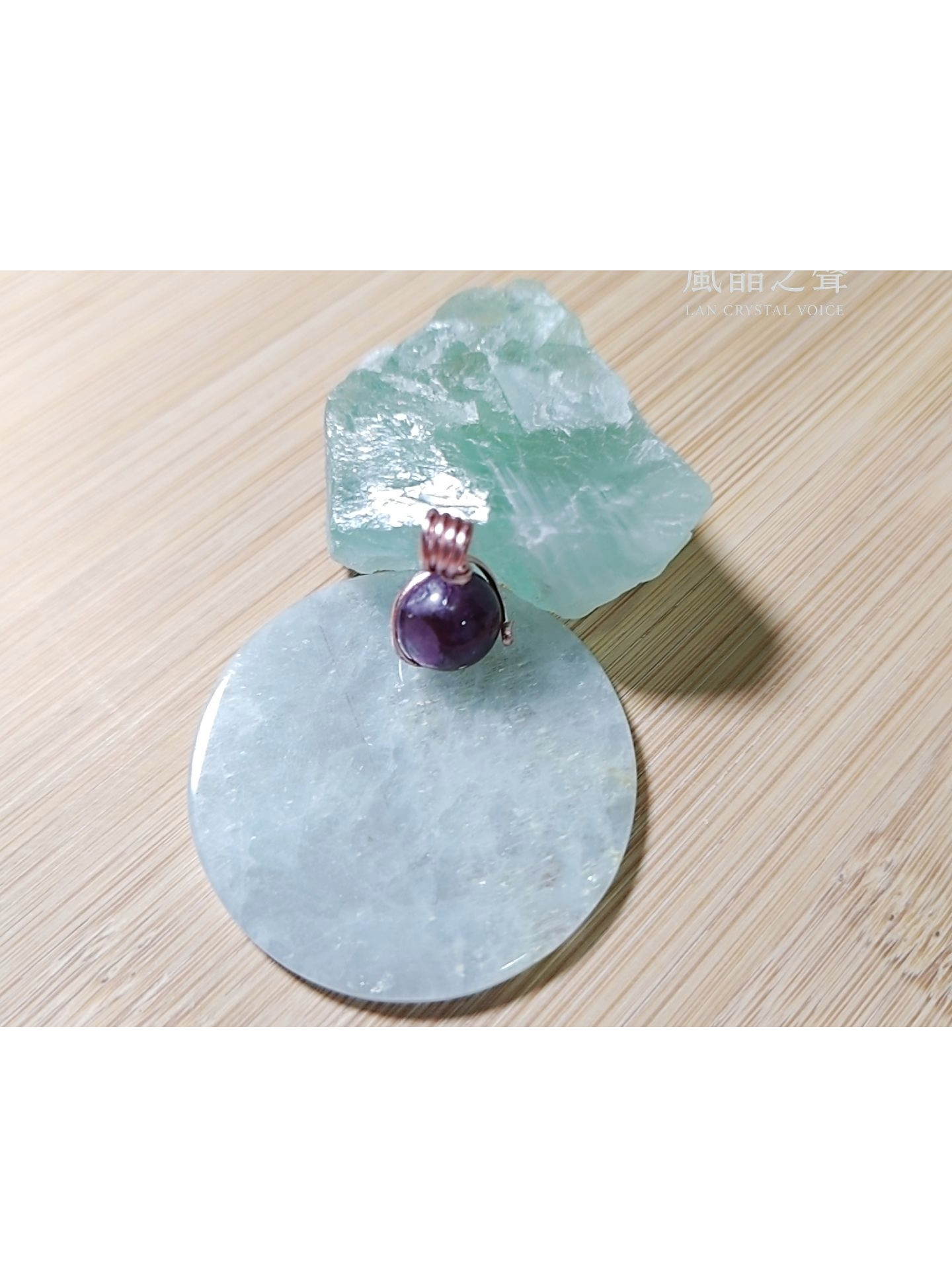 紫水晶 × 玫瑰金銅線繞線吊飾